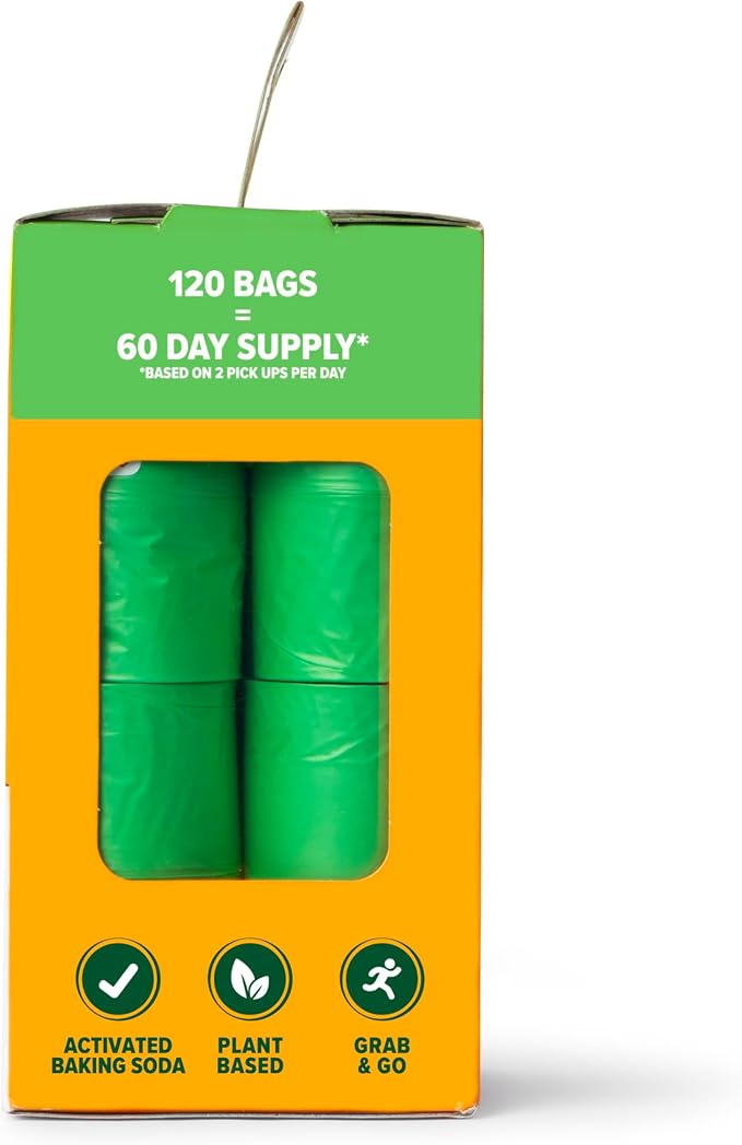 Arm and Hammer Plant Based Dog Poop Waste Bags, 120 Count, Green | With Activated Baking Soda, 9 x 14 In - Image 2