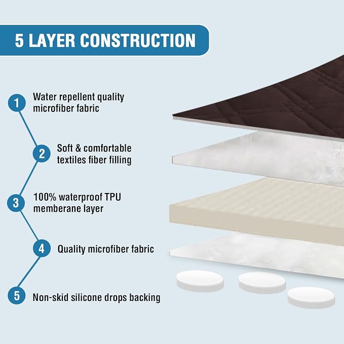 H.VERSAILTEX Loveseat Covers for 2 Cushion Couch Sofa Cover for Dogs 100% Waterproof Furniture Protector Cover with Elastic Straps for Pet Cat(Loveseat, Brown) - Image 3