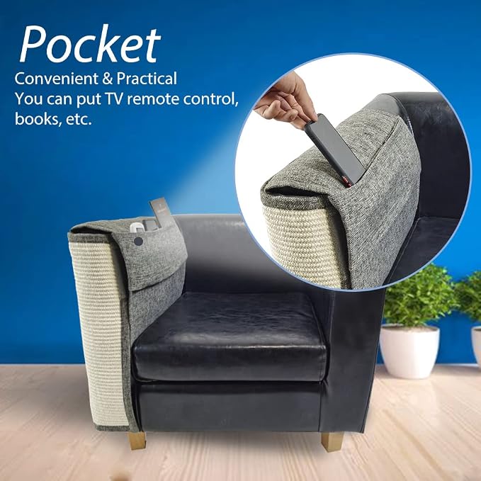 NATUYA Cat Scratch Furniture Protector - Large Sisal Cat Scratching Mat for Couch, Arm, Sofa, Corner (Dark Gray, Right) - Image 9