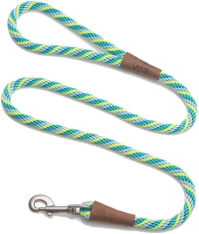 Mendota Pet Snap Leash - British-Style Braided Dog Lead, Made in The USA - Seafoam, 1/2 in x 6 ft - for Large Breeds by MendotaPet