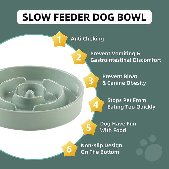 Havniva Dog Bowls Slow Feeder, Ceramic Slow Feeder Dog Bowls for Fast Eater | 1.6 Cups Dog Food Bowl Puzzle Feeder, Slow Feeding Bowls for Medium Breed, Non-Slip Base, Anti-Choking - Image 5
