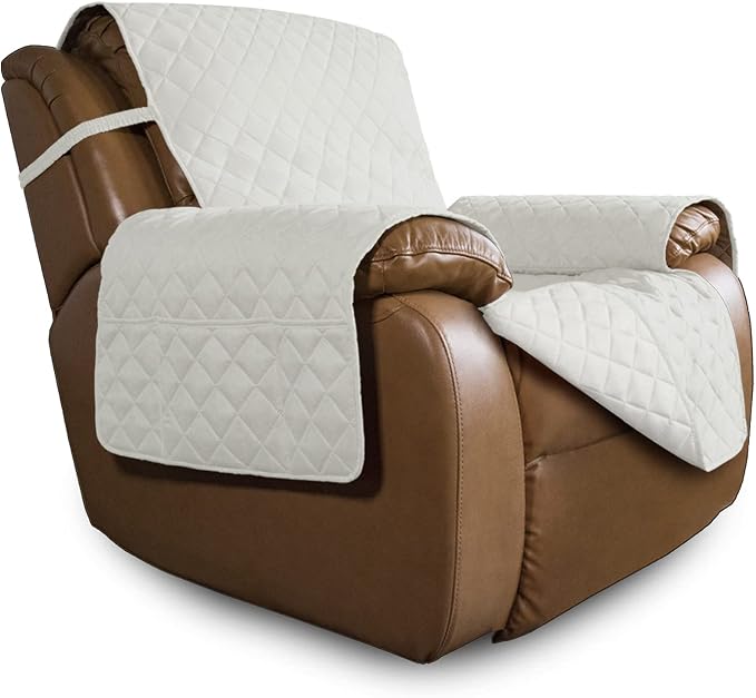 Easy-Going Reversible Couch Cover, Oversized Recliner, Ivory/Ivory | Machine Washable Slipcover For Dogs, Water Resistant Furniture Mat For Living Room, Non-Slip Sofa Cover, Pet Friendly by Easy-Going