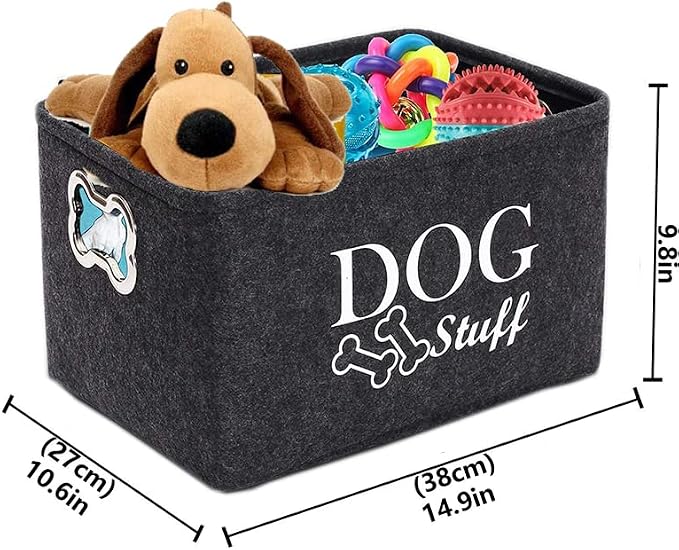 Dog Toy Bin Box Basket Storage container，Pet Toy Basket Bin Box For Dog Toys，Dog Toy Baskets With Metal Handles - Image 3
