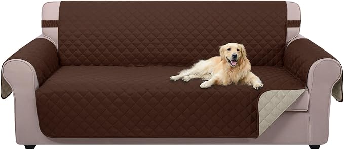 U-NICE HOME Large Sofa Cover Reversible Couch Cover for Dogs, Brown/Beige | 78''Oversized, Washable, Pet Friendly, Elastic Straps, Water Repellent, Furniture Protector Mat for 3 Cushion Couch by U-NICEHOME