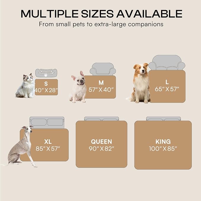 Luciphia Waterproof Dog Blanket, Reversible Sherpa Fleece for Couch Cover | Reversible waterproof pet blanket with soft Sherpa fleece machine washable protect couch bed car, Beige-thicken 65" x 57" - Image 7