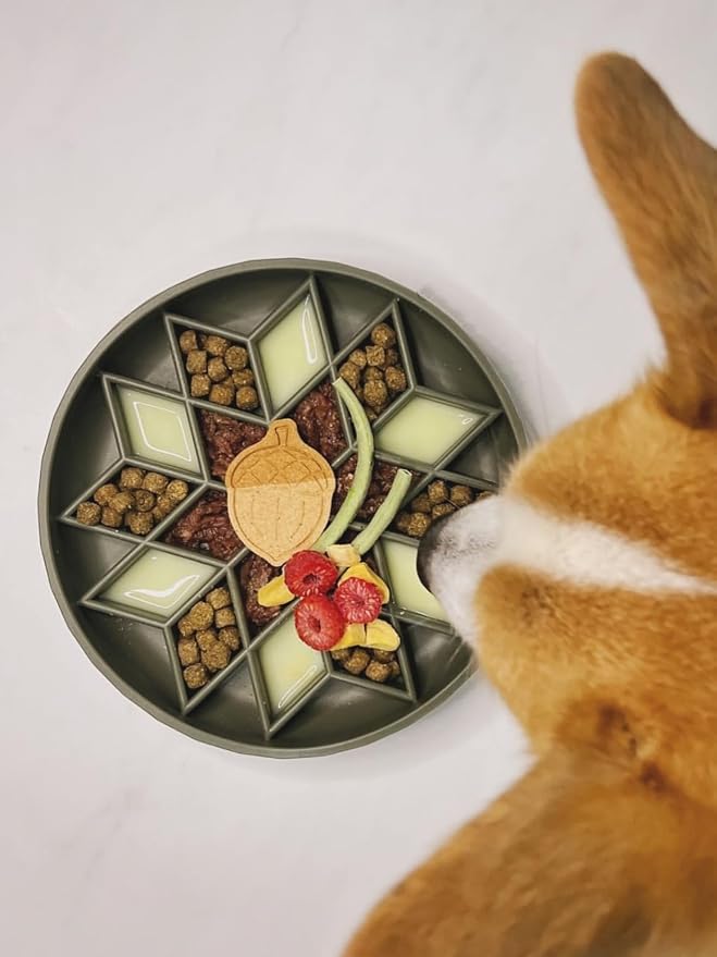 OHMO Slow Feeder Dog Bowl, 7.3" Lick Mat for Dogs, Diamond, Camo Green | Cat Slow Feeder Bowl, Anti Choking, Enrichment Toys, Easy Clean BPA-Free Silicone Feeding Bowl, Boredom and Anxiety Reducer - Image 5