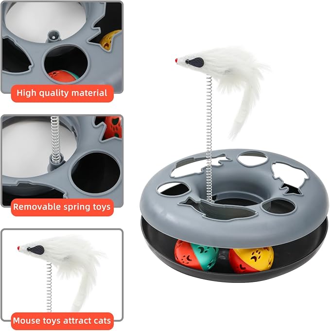 Pet Cat Tunnel Tube Cat Toys 2 Way Collapsible, Tunnels for Indoor Cats,S-Shaped Play Tube with Peephole and Hanging Ball,10.5" Maze Cats House for Puppies, Rabbits, Kitty, Kitten,Ferrets - Image 5