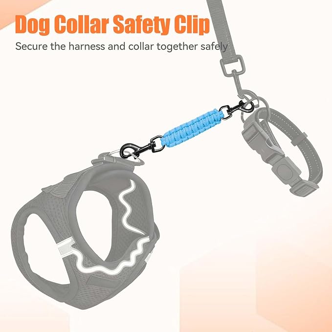 Dog Collar Safety Clip, Collar Companion, Handmade Backup Safety Strap, Double-Ended Clip Leash Connector, Suitable for Dog Harnesses, Prong, Pinch Collars (Sky Blue, 1 Pack) - Image 4