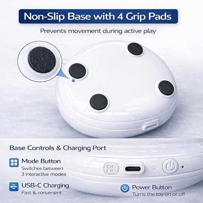 Interactive Cat Toy for Indoor Cats, Rechargeable 3-in-1 Hide & Seek Toy | Touch Activated, Spinning Butterfly, Plush Tail, Ultra Quiet, Rechargeable, Non Slip Base, Self Play for Adult Cats & Kittens - Image 6