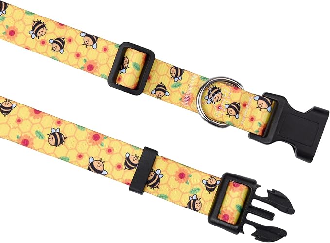Mihqy Dog Collar and Leash Set, for Small Dogs, Bee Set,XS | with Fashion Patterns, Adjustable for Small Medium Large Dogs, Comfortable for Walks and Outdoor Hikes - Image 2