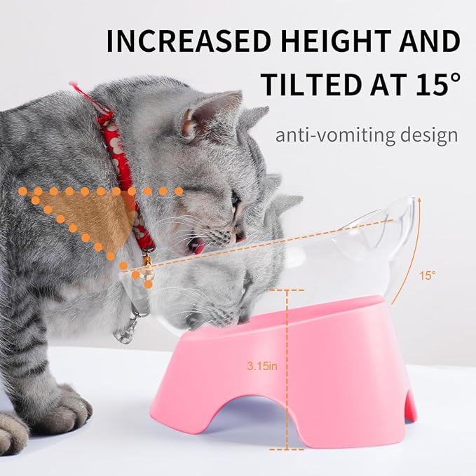 MILIFUN Raised Cat Food Bowls with Stand, Cat Dishes for Food or Water, Tilted Bowl, Pet Dish with Stand - Image 2