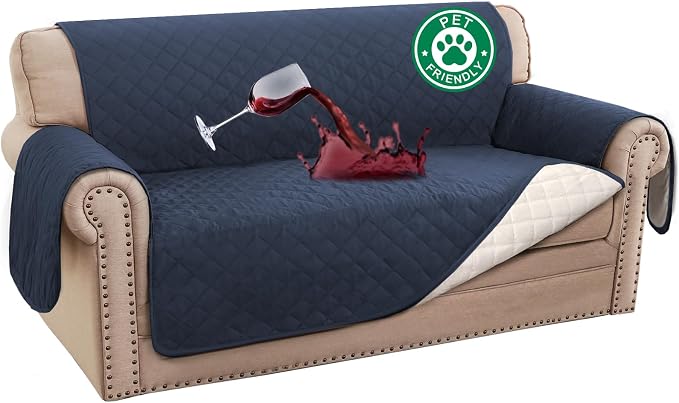 Turquoize 100% Waterproof Couch Cover Sofa Covers for 2 Cushion Couch Loveseat Covers Triple Non-Slip Couch Cover for Dogs Washable Furniture Protector Cover for Pets, Kids (Loveseat 54", Navy) by Turquoize