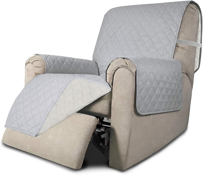 Easy-Going Reversible Couch Cover, Recliner 19 in, Light Gray/Ivory | Machine Washable Slipcover For Dogs, Water Resistant Furniture Mat For Living Room, Non-Slip Sofa Cover, Pet Friendly by Easy-Going