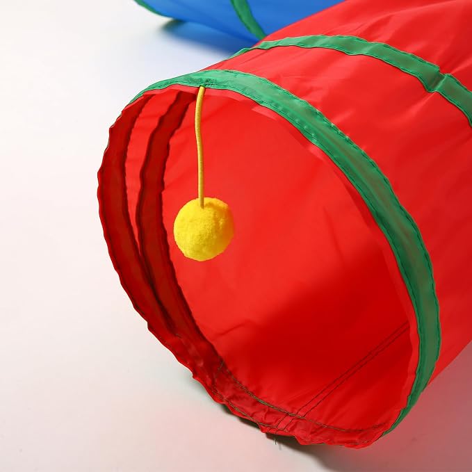 Pet Cat Tunnel, 4 Way Tunnels for Indoor Cats, Collapsible Pet Tunnel for Kitten, Puppy, Rabbit, 25cm-Wide Tunnels, Durable & Breathable, with Peek Hole Toy Ball - Image 6