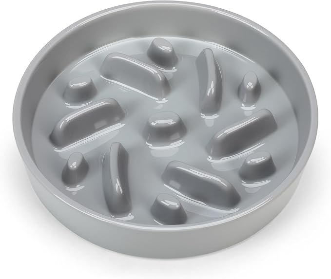 Ceramic Slow Feeder Dog Bowl, 2 Cups Maze Puzzle Dish to Slow Down Eating | Premium Ceramic Material with Anti-Slip Design, Suitable for Small, Medium and Large Breed Dogs Daily Feeding by Anipaw
