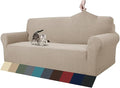 ZNSAYOTX 1 Piece Jacquard Couch Covers for 3 Cushion Couch Living Room High Stretch Sofa Cover Pets Dogs Friendly Anti Slip Thickened Slipcovers Furniture Protector (Sofa, Khaki) by ZNSAYOTX
