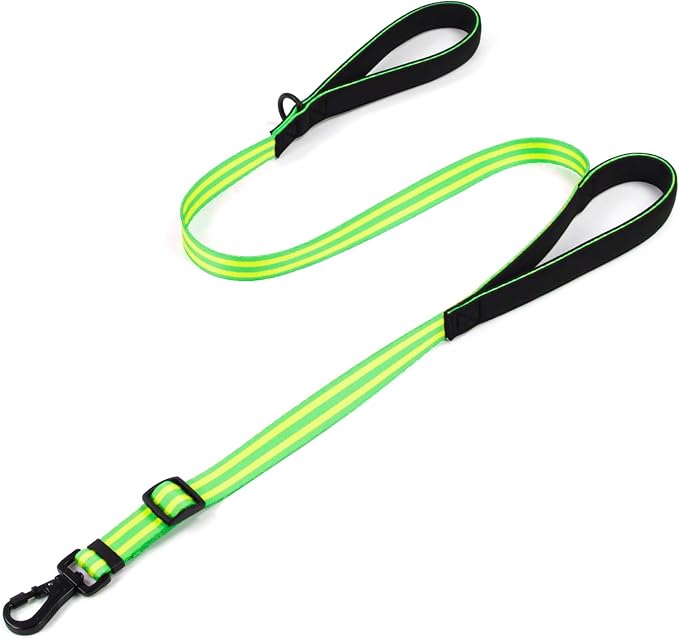 Reflective Double Handle Dog Leash for Large Medium Small Dogs (GY, S) | Heavy Duty, Adjustable with Soft Padded Handles, Traffic Control for Training, Walking, Running by Tiffpaws