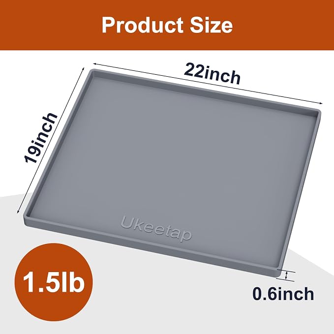 22" x 19" Extra Thick Silicone Mat Waterproof with Raised Edge, Gray | Under Sink Mat for Kitchen & Bathroom, Kitchen Cabinet Liner, Multi-Purpose for Storage & Protection - Image 7