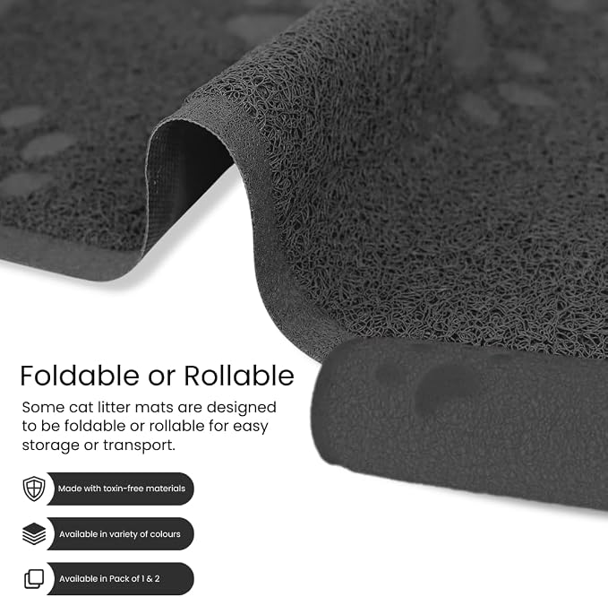 Andalus Small Cat Litter Mat, Pack of 1 - Waterproof, Non-Slip & Easy to Clean Cat Litter Box Mat for Extra Efficient Pet Litter-Trapping, Grey (15.75” X 11.75”) - Image 6