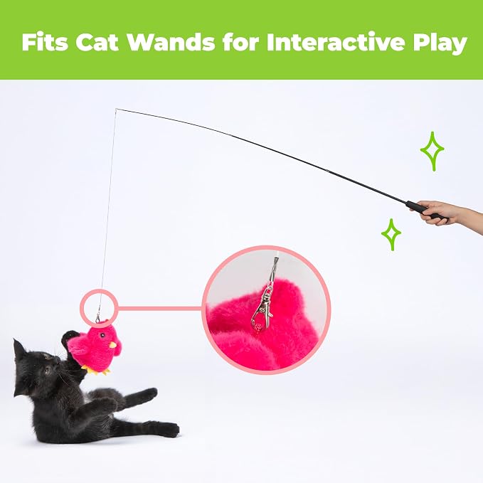 Best Pet Supplies Catify Interactive Flapping Cat Toy - Chick, Fuchsia | Catnip Infused, Motion Activated Wings, Realistic chirps, Soft, Rechargeable, For Indoor Kittens & Cats, Independent Play - Image 8