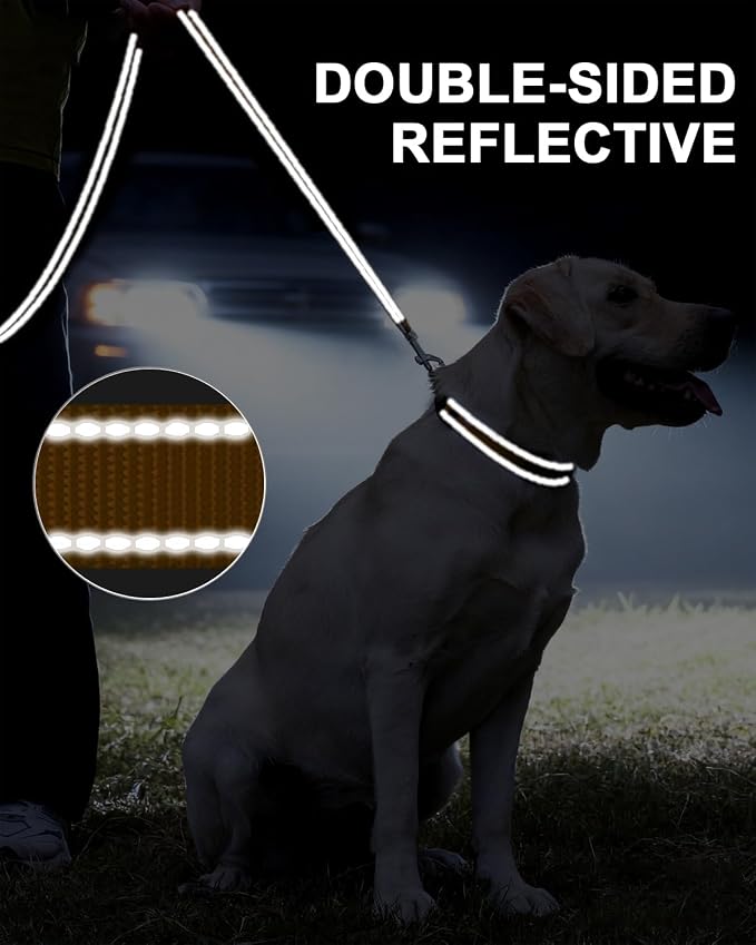Taglory Reflective Dog Leash for Small Dogs, 3/4in x 6ft, Tan | Ideal for Night Walking, Strong for Sudden Pulls, Lightweight & Gentle on the Neck, Soft Padded Handle - Image 5