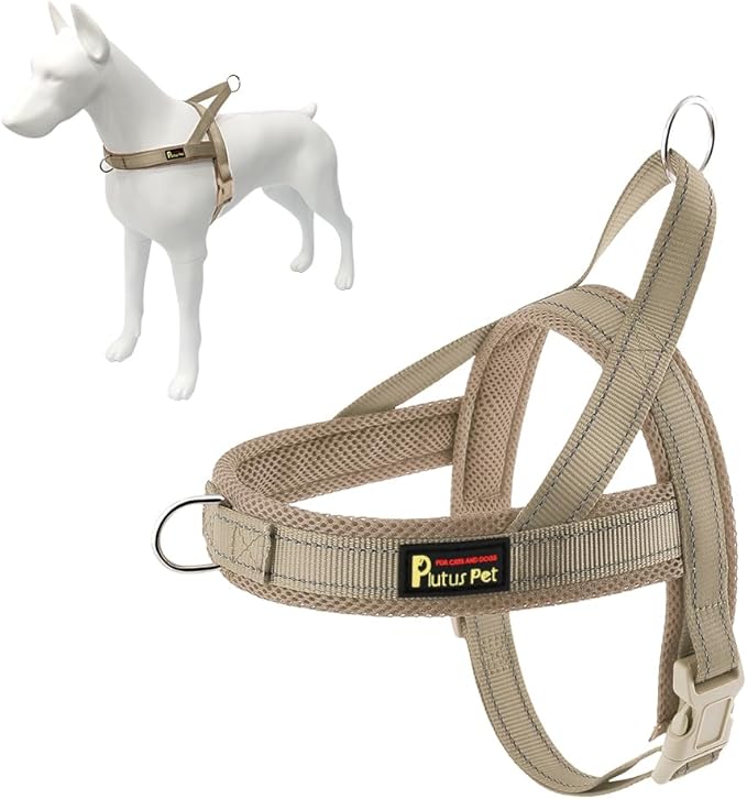 Plutus Pet No Pull Dog Harness for Puppy Small Dogs, Breathable Mesh Padded | Adjustable Reflective with Handle, Escape Proof, Quick Fit Pet Vest, Front Clip, for Training and Walking, Beige, XS by PLUTUSPET