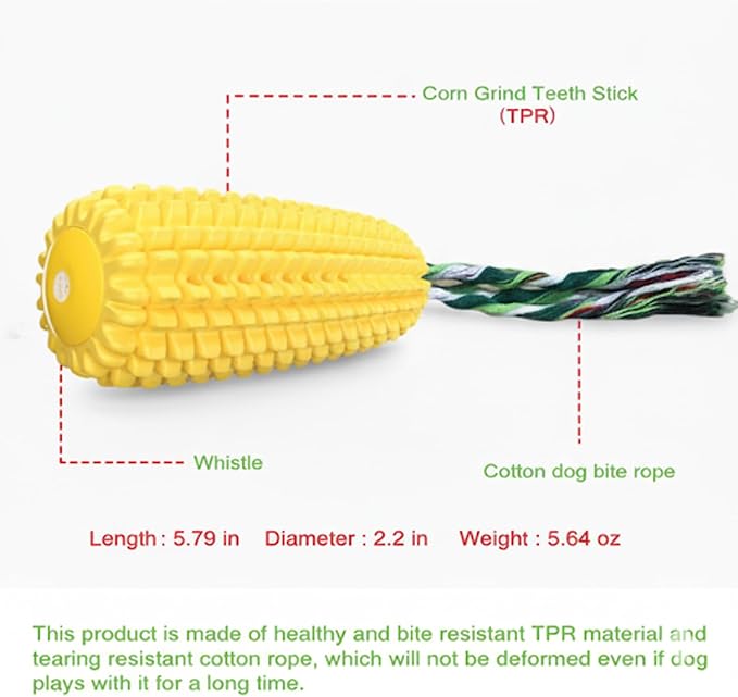 Corn Shape Dog Chew Toy for Small to Medium Dogs – Puppy Teething Toys with Squeaker; Tree Stump Chew Toy for Medium to Large Dogs – Design with Frozen Treat Molds & Peanut Butter Grooves - Image 6
