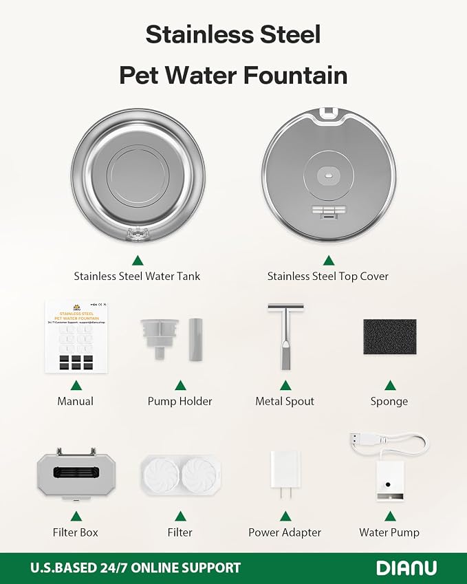 Stainless Steel Cat Water Fountain - 3.2L/108oz Cat Fountain for Drinking | Quiet Pet Water Fountain for Cats Indoor - Automatic Pet Water Bowl Dispenser - for Kitty & Small Dog - Image 9