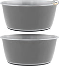 Master Pet Supply Stainless Steel Dog Bowls Set of 2 - Graphite - 64 Oz | Non-Slip Rubber Base, Basic Dog Food Bowl Water & Food Bowls for Small, Medium, Large Dogs & Cats Metal Dish by MasterPetSupply