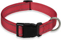 Reflective Dog Collar, Puppy Collar with Buckle Adjustable, Red XS | Breathable Nylon Collars for Small Medium Large Dogs, No Chafing on Walks and Outdoor Hikes, Metal D-Ring, Night Safety by BOOMIBOO