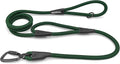 Rope Dog Leash with Two Handles, 6 Foot Heavy Duty Dog Leash with Aviation Aluminum Auto Locking Carabiner, Strong Nylon Pet Lead for Small, Medium, Large Dogs, Dark Green, 6FT-Two Handle by MORXIL