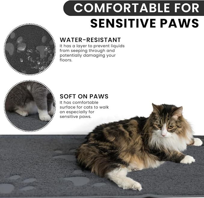 Andalus Extra Large Cat Litter Mat, Pack of 1 - Waterproof, Non-Slip & Easy to Clean Cat Litter Box Mat for Extra Efficient Pet Litter-Trapping, Grey (35” X 23”) - Image 5