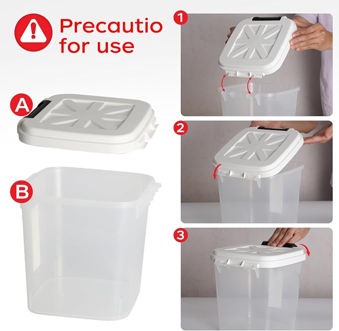 LivLab Mker 6 lb Airtight Dog Food Storage Container with Scoop, White | Airtight snap-lock lid, clear BPA-free body, and measuring cup keep dry dog or cat food, treats, cereal, and grain organized. - Image 7