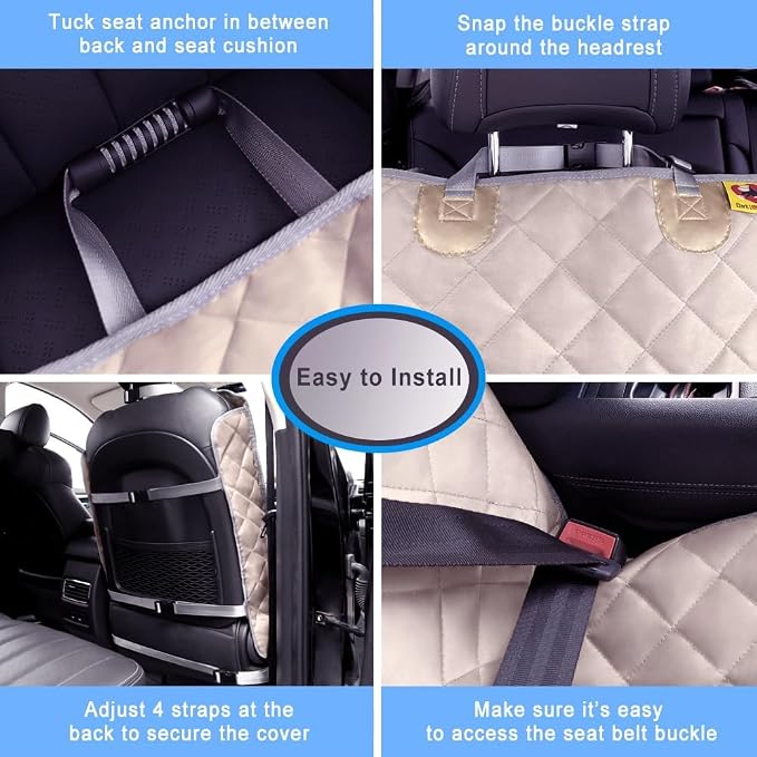 Bark Lover Deluxe Dog Seat Cover for Front Seat-More Durable Spill-Resistant Front Seat Protector, High Heat Resistant and Nonslip Front Seat Cover for Dogs Kids, Universal Size (Warm Beige,1 Pack) - Image 9