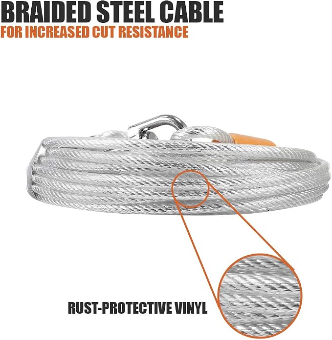 BV Dog Tie Out Cable 25 Feet - Heavy Duty Dog Lead Up to 90 Pounds - Reflective & Rust-Free with Quick Release Swivel Clips & 360° Rotating Clasp - Tangle-Free Dogs Runner for Yard (Silver, Pair) - Image 6