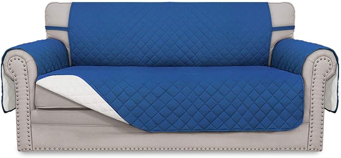 Easy-Going Reversible Couch Cover, 2 Cushion Sofa, Blue/Ivory | Oversized Loveseat Slipcover For Dogs, Water Resistant Mat, Living Room, Non-Slip Sofa Cover, Pet Friendly by Easy-Going