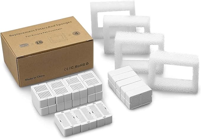 Cepheus 16 Pack Cat Water Fountain Filter with 4 Foam, Cupcake Pet Fountain Replacement Filters for Ceramic Cat Water Fountain, Carbon Fountain Filter Set - Image 7