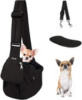 Lukovee Pet Sling, Small Pet Carrier, Hard Bottom Support & Safety Hook | Adjustable Drawstring Opening, Comfortable Padded Shoulder Strap, Zipper Pocket, Dog Slings Purse for Small Dog Cat ,Black-BN by Lukovee
