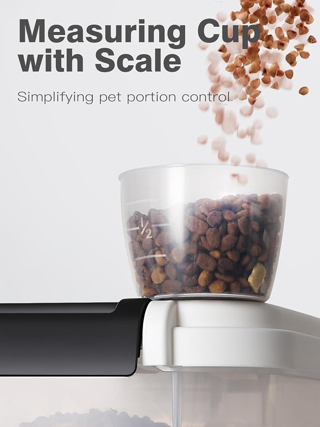LivLab Mker 20 lb Stackable Pet Food Storage Containers, 3 Pack | Three stackable airtight bins hold 4, 6, and 10 lb for 20 lb total; includes 3 measuring cups and clear BPA-free bodies. - Image 3