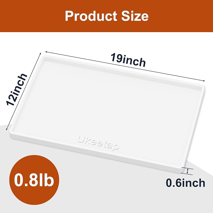 19" x 12" Extra Thick Silicone Mat Waterproof with Raised Edge, White | BPA-Free Non-Slip Dog & Cat Food Mat, Feeding Mat for Food and Water Bowls, Spill Proof Mat to Protect Floors - Image 7