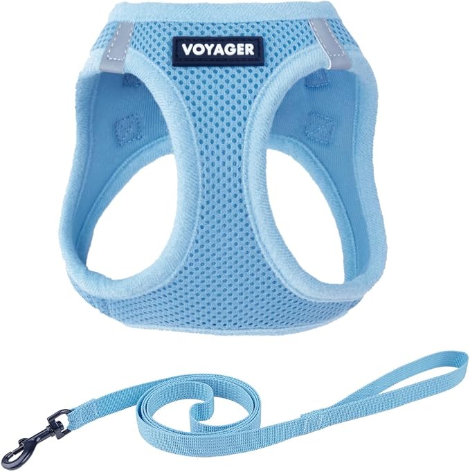 Voyager Step-in Air Cat Harness & Leash Set - Baby Blue, XX-Small | 12 - 13.5" in Chest, Reflective Bands, All Weather Breathable Air Mesh, Cats Compatible, Fast Drying by BestPetSuppliesLLC