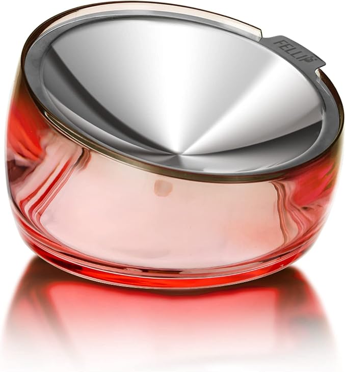Felli Pet Oblik Acrylic Raised Dog Food Water Bowl Stainless Steel Slanted Oval Dish for Short Leg Puppy & Small Medium Pet, Elevated Tilted Metal Feeder(Pink, 1.5 Cups Oval Dish) by Felli