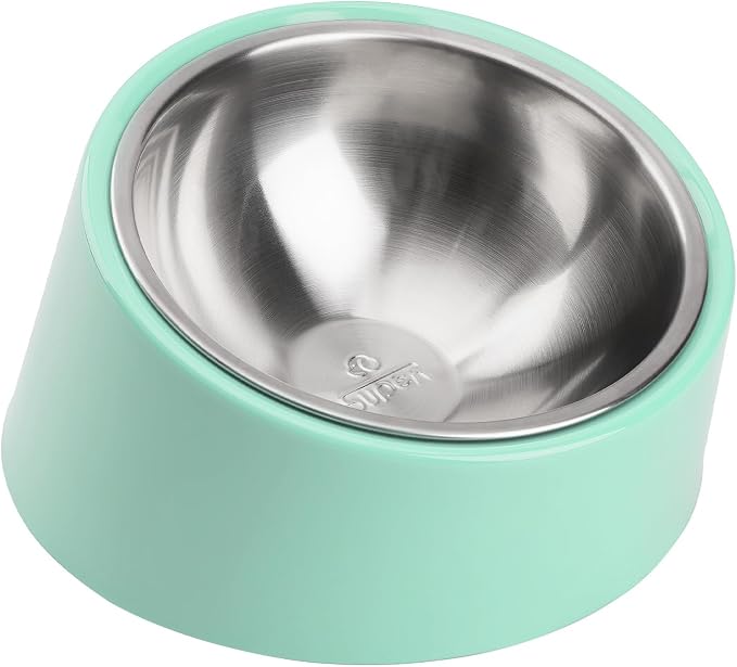 SUPERDESIGN Anti-Vomiting 15° Slanted Pet Bowl L/2 Cup Teal | 15° Tilted, Anti-Vomit & Neck Relief, Non-Slip Base, Detachable Stainless Steel Liner, Dishwasher Safe, for Cats & Dogs - Image 4