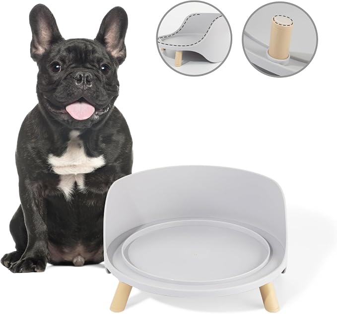 Raised Dog Feeder Bowl Stand (Without Bowls), Fits Dish up to Φ 8" | Spill Proof Elevated Dog Food Stand, Anti-slip Pet Food Holder Feeding Table for Medium and Large Breeds, Grey - Image 7