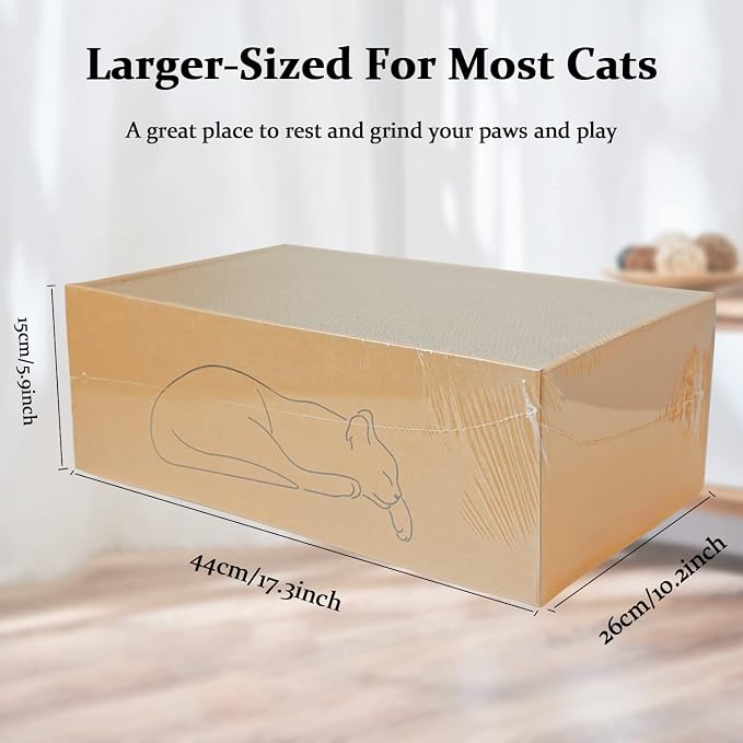 5 Packs in 1 Cat Scratch Pad with Box for Indoor Cats, Larger-Sized Durable Recyclable and Reversible Cardboard Cat Scratching Pad for Rest and Play - Image 2