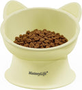 MateeyLife Raised Cat Bowls, Cat Food Bowl Elevated for Kittens & Small Dogs, 15°Tilted Protect Pets' Neck and Anti Vomiting, Whisker Friendly Food & Water Feeding Bowl, 6 oz Each - Yellow by MateeyLife