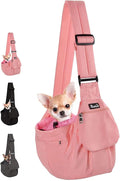 Lukovee Pet Sling, Small Pet Carrier, Hard Bottom Support & Safety Hook | Adjustable Drawstring Opening, Comfortable Padded Shoulder Strap, Zipper Pocket, Dog Slings Purse for Small Dog Cat (Pink) by Lukovee