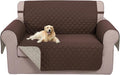 U-NICE HOME Loveseat Sofa Cover for 2 Cushion Couch, Coffee/Beige | 45''Loveseat Cover Washable, Pet Friendly, Elastic Straps, Water Repellent, Furniture Protector for 2 Cushion by U-NICEHOME