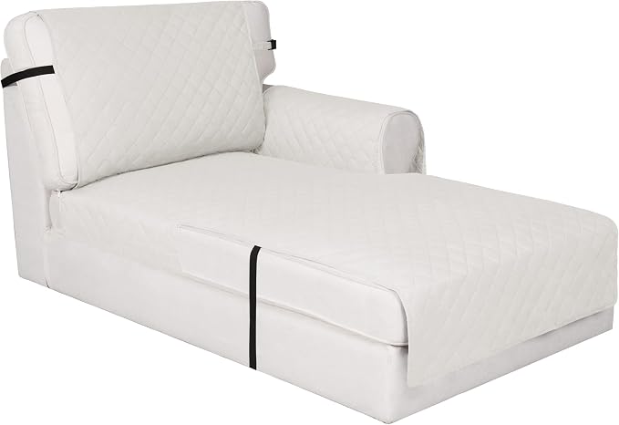 Easy-Going Reversible Chaise Lounge Couch Cover Water Resistant Sofa Cover Sectional L Shaped Sofa Slipcover with Adjustable Straps Furniture Protector for Dogs (115X34 in, Ivory/Ivory) | Machine Washable Slipcover For Dogs, Water Resistant Furniture M... by Easy-Going