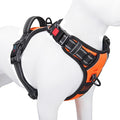 Reflective Dog Harness Large Breed Adjustable No Pull Vest | with Handle 2 Metal Rings 3 Buckles [Easy to Put on & Take off](XL, Orange) by PHOEPET